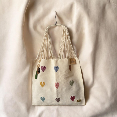 Bolsa Magnolia Corazón | Algodón tejido a mano