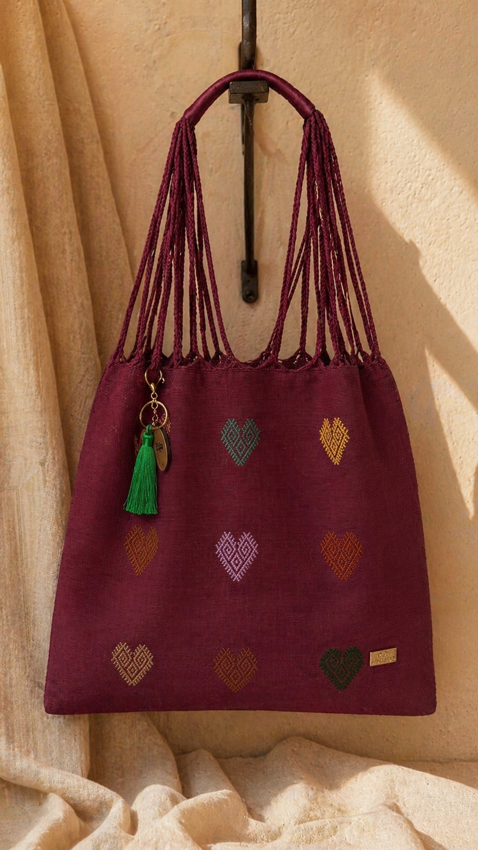 Bolsa Magnolia Corazón | Algodón tejido a mano