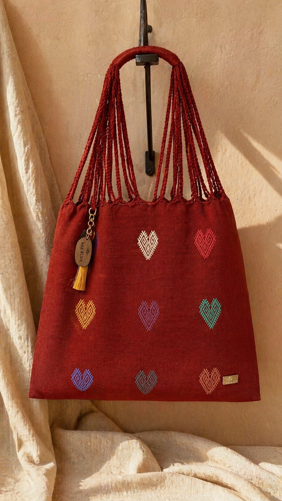 Bolsa Magnolia Corazón | Algodón tejido a mano