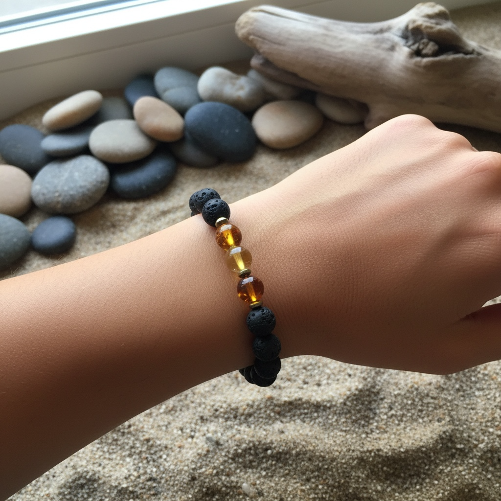 Fuego Interior · Pulsera Volcán & Ámbar