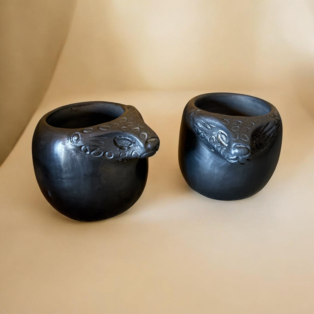 Set de mezcaleros de Barro Negro (2 piezas) - Jaguar