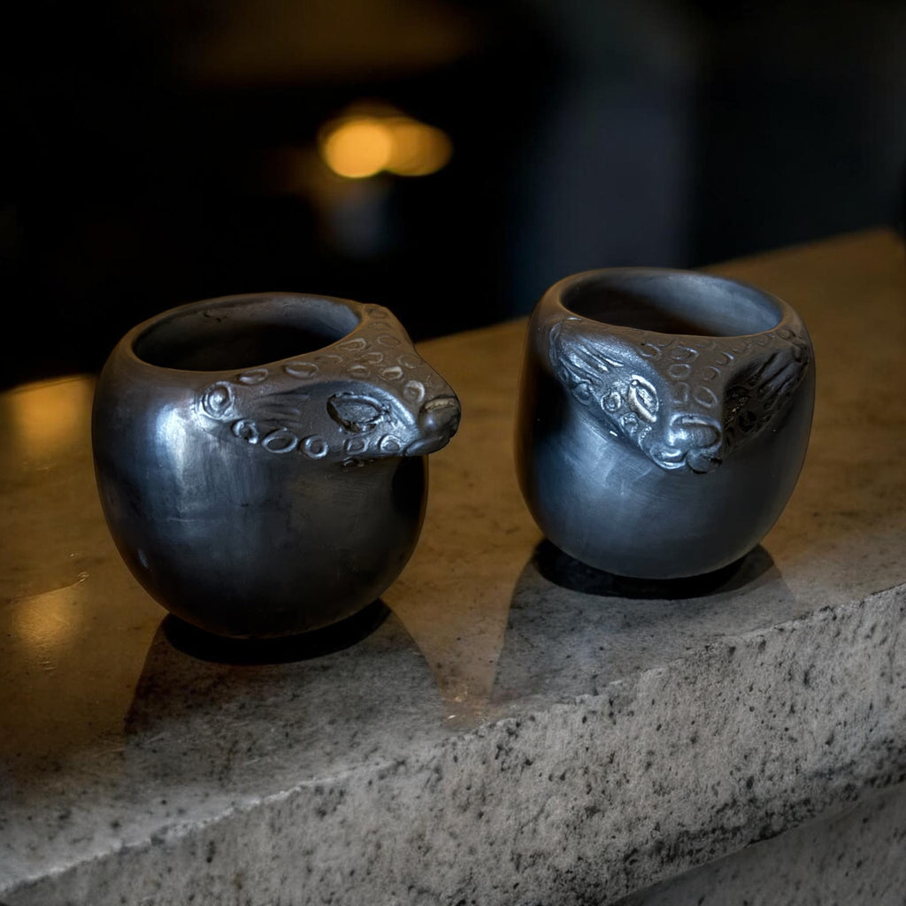 Set de mezcaleros de Barro Negro (2 piezas) - Jaguar