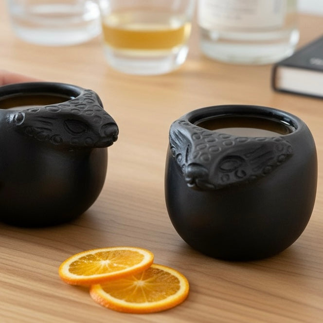 Set de mezcaleros de Barro Negro (2 piezas) - Jaguar