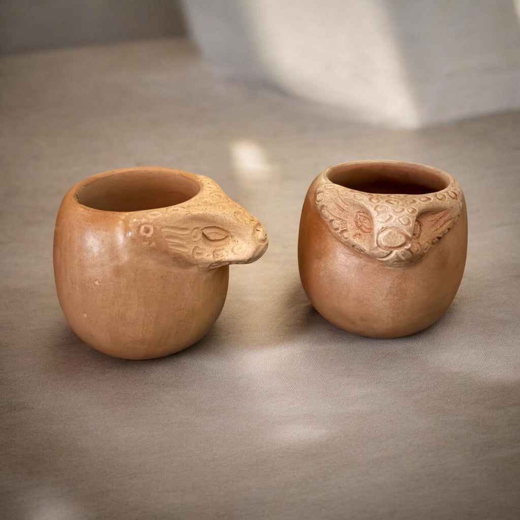 Set de 2 mezcaleros de barro rojo hechos a mano en Oaxaca – Jaguar