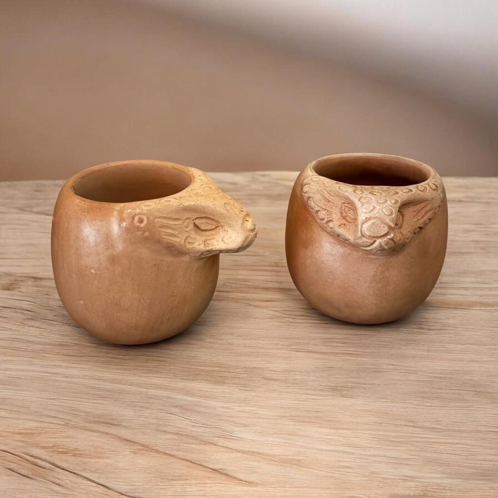 Set de 2 mezcaleros de barro rojo hechos a mano en Oaxaca – Jaguar
