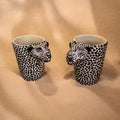 Set de tequileros jaguar en barro | Pintado a mano (2 piezas)